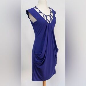 Karen Millen Blue party Dress with bead and macrame details size 4